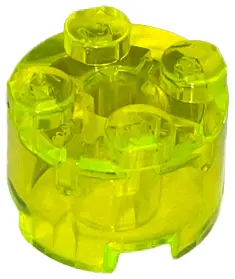 Trans-Neon Green Brick, Round 2 x 2 with Axle Hole