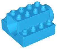 Dark Azure Duplo, Brick 4 x 4 x 2 with Large Rotor Mounting (Ferris Wheel)