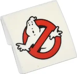 White Slope, Curved 2 x 2 x 2/3 with Ghostbusters Logo Pattern