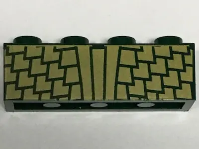 Dark Green Brick 1 x 4 with Gold Scales Pattern
