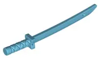 Medium Azure Minifigure, Weapon Sword, Shamshir / Katana (Square Guard) with Capped Pommel and Holes