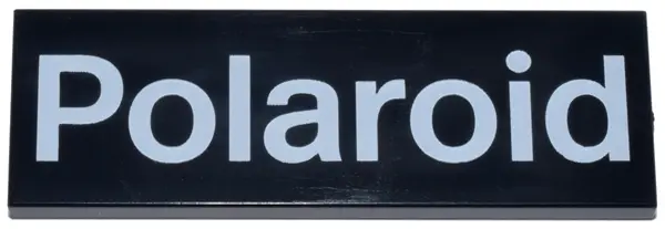 Black Tile 2 x 6 with White Polaroid Logo Pattern
