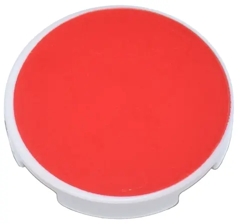 White Tile, Round 2 x 2 with Bottom Stud Holder with Red Circle Pattern