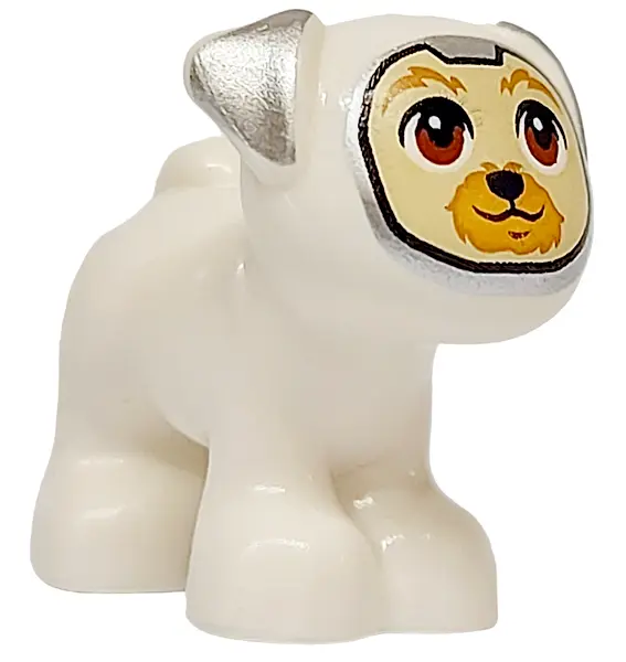 White Dog, Friends Style, Pug, Standing with Medium Nougat and Tan Muzzle, Reddish Brown Eyes and Si