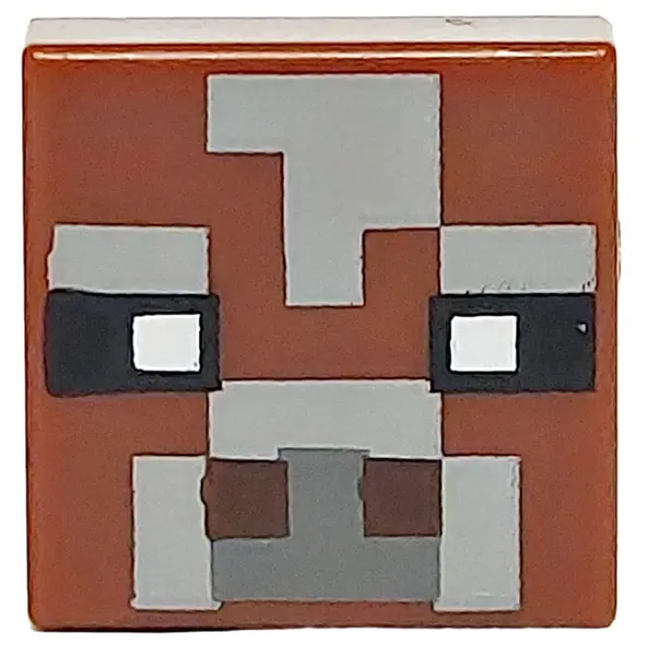 Reddish Brown Tile 1 x 1 with Black, White and Dark Brown Squares and Pixelated Dark Bluish Gray and