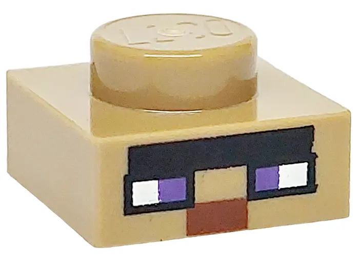 Dark Tan Plate 1 x 1 with Dark Purple and White Squares, Black and Reddish Brown Rectangles Pattern 