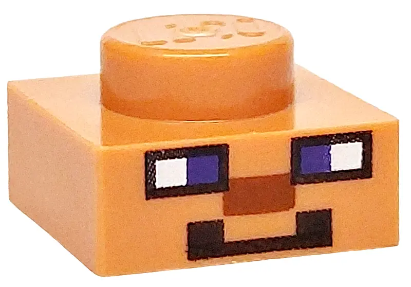 Nougat Plate 1 x 1 with Dark Purple and White Squares, Dark Orange Rectangle and Pixelated Dark Brow