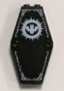 Black Container, Coffin Lid with White Bat Pattern