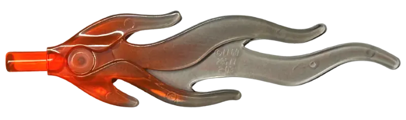 Trans-Neon Orange Wave Rounded Straight Large with Bar End (Flame) with Marbled Trans-Brown Pattern