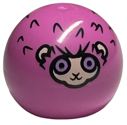 Dark Pink Technic Ball Joint with Light Nougat Animal Face and Ears, Medium Lavender Eyes, Black Fur