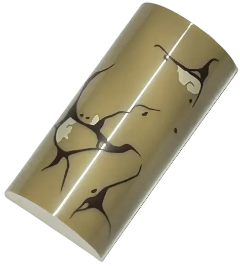 Dark Tan Slope, Curved 2 x 4 Double with Groove with Dark Brown and Tan Cracks (Cracked Walls) Patte