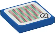 Blue Tile 2 x 2 with Super Mario Scanner Code Toad Speech Bubble with Ellipsis Pattern (Sticker) - S
