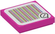 Dark Pink Tile 2 x 2 with Super Mario Scanner Code Toadette Speech Bubble with Ellipsis Pattern (Sti