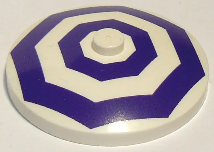 White Dish 4 x 4 Inverted (Radar) with Solid Stud with 2 Dark Purple Octagons Pattern