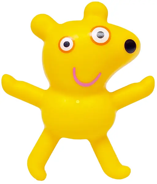 Bright Light Orange Duplo Teddy Bear, Arms and Legs Outstretched with Black Nose, White Eyes with Or