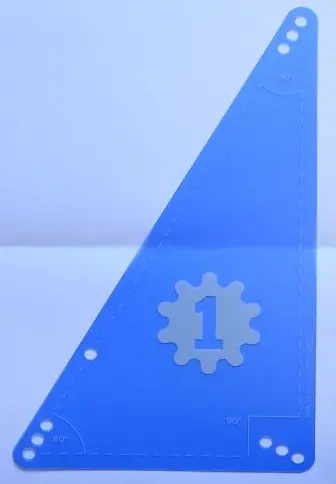 Trans-Dark Blue Plastic Science & Technology Panel - Triangle Large with White Gear with Number 1 an