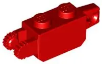 Red Hinge Brick 1 x 2 Locking with 1 Finger Vertical End and 2 Fingers Vertical End