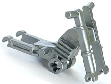 Flat Silver Motorcycle Chassis, Long Fairing Mounts and Foot Pegs