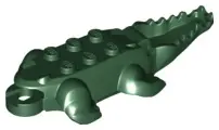 Dark Green Alligator / Crocodile Body with 10 Bottom Teeth