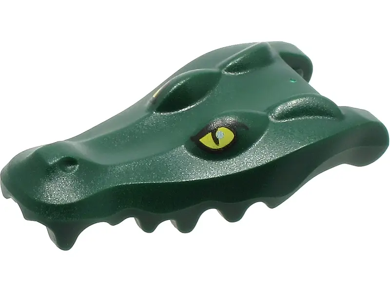Dark Green Alligator / Crocodile Head Jaw Upper with Yellow Eyes with White Glints Pattern