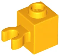 Bright Light Orange Brick, Modified 1 x 1 with Open O Clip (Vertical Grip) - Hollow Stud