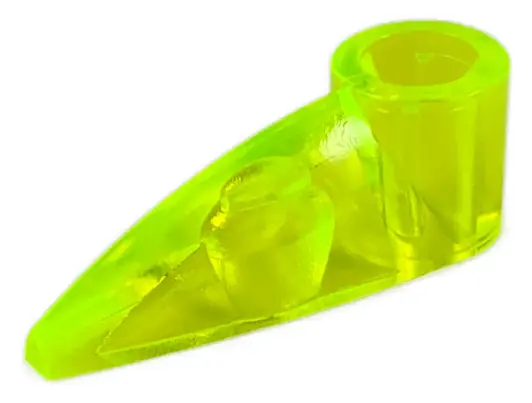 Trans-Neon Green Bionicle 1 x 3 Tooth with Axle Hole (Bohrok Eye)