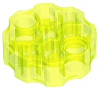Trans-Neon Green Technic, Axle Connector Block Round with 2 Pin Holes and 3 Axle Holes (Hero Factory