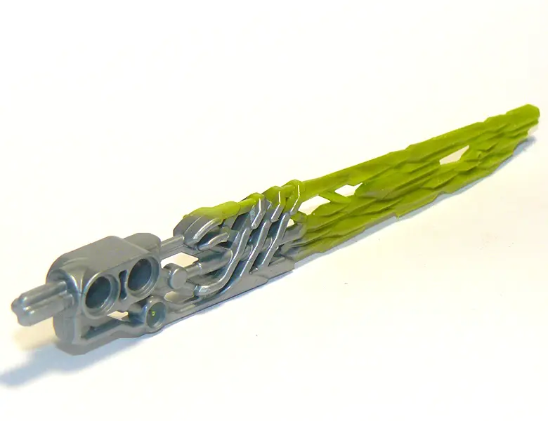 Flat Silver Bionicle Weapon Protector Sword with Marbled Lime Pattern