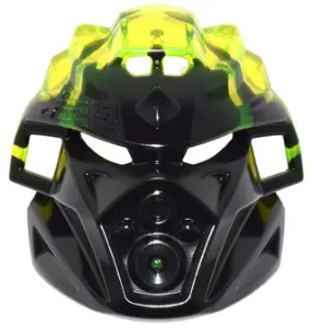 Black Bionicle Mask of Earth (Unity) with Marbled Trans-Neon Green Pattern