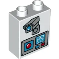 White Duplo, Brick 1 x 2 x 2 with Camera and Video Intercom Pattern