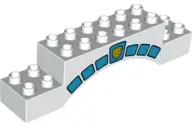 White Duplo, Brick 2 x 10 x 2 Arch with Stonework and Yellow Star Badge Pattern
