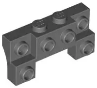 Dark Bluish Gray Brick, Modified 2 x 4 - 1 x 4 with 2 Recessed Studs and Thick Side Arches