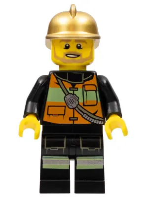Fire Chief - Reflective Stripes with Pockets and Shoulder Strap, Gold Fire Helmet