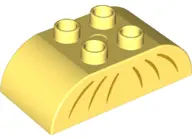 Bright Light Yellow Duplo, Brick 2 x 4 Slope Curved Double with Bright Light Orange Curved Lines Pat