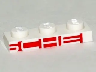White Plate 1 x 3 with White 'SCHE' on Red Background Pattern