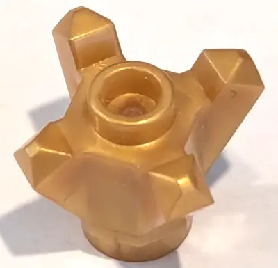 Pearl Gold Rock 1 x 1 Crystal 4 Point (Brick, Round 1 x 1 with 4 Upward Fins / Points)