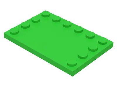 Bright Green Tile, Modified 4 x 6 with Studs on Edges
