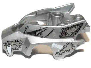 Flat Silver Flywheel Fairing Wolf Shape with Fangs and Black, Silver and White Pattern