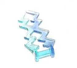 Trans-Light Blue Wave Angular Double with Bar Handle (Electric Zigzag / Lightning Bolt) with Marbled
