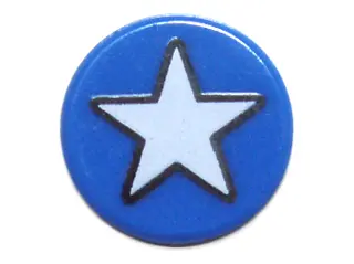 Blue Tile, Round 1 x 1 with White Star Pattern