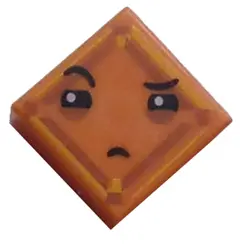 Orange Tile 1 x 1 with Face with Narrowed Eyes, One Eyebrow Raised and Small Frown (Kryptomite) Patt