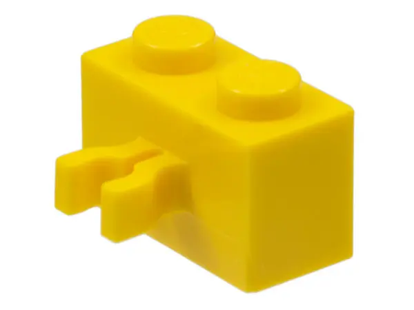 Yellow Brick, Modified 1 x 2 with Clip (Vertical Grip) (Undetermined Type)