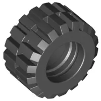 Black Tire 21mm D. x 12mm - Offset Tread Small Wide, Raised Groove