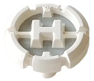 White Hero Factory Chest Badge with Raised Capital Letter H on Light Bluish Gray Background Pattern