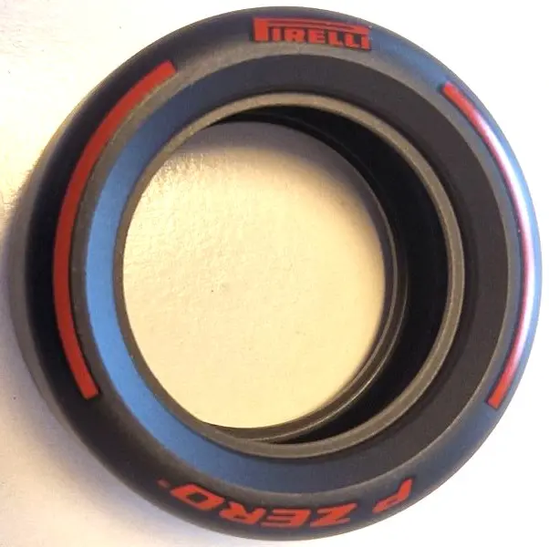 Black Tire 81.6mm D. x 44mm Smooth with Red 'PIRELLI', 'P ZERO' and Arcs Pattern