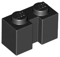 Black Brick, Modified 1 x 2 with Channel