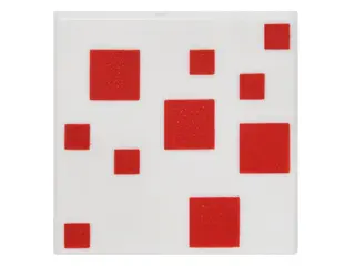 White Tile 2 x 2 with Red Squares Pattern (Minecraft Cake)