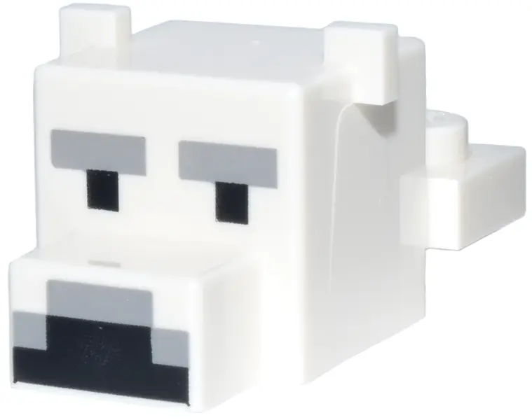 White Creature Head Pixelated Polar Bear with Face Pattern (Minecraft Polar Bear)