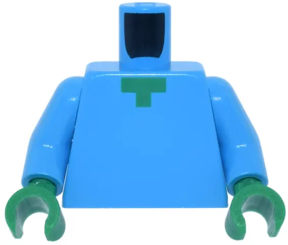 Azure Torso Pixelated Green Neck Pattern (Minecraft Zombie) / Dark Azure Arms / Green Hands