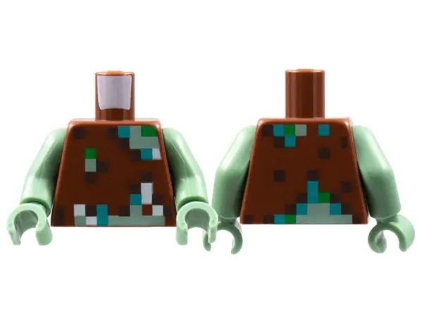 Brown Torso Pixelated Vest with Dark Brown, Dark Turquoise, Green, Sand Green, and White Pattern (Mi